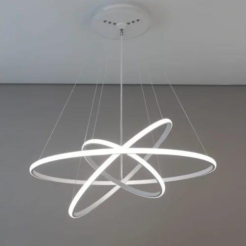 Люстра подвесная LED с пультом Неон Смарт CL731A090E Citilux белая на 1 лампа, основание белое в стиле современный с пультом кольца фото 7