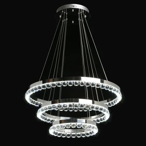 Люстра подвесная LED с пультом Глобула 690010603 DeMarkt прозрачная хром на 1 лампа, основание хром в стиле хай-тек с пультом кольца фото 2