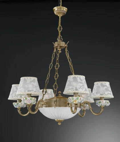 Люстра подвесная  L 9000/6+2 Reccagni Angelo белая на 8 ламп, основание античное бронза в стиле классический 