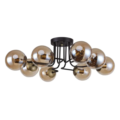 Люстра потолочная Modestus 2344-8U F-promo янтарная на 8 ламп, основание коричневое в стиле современный шар фото 2
