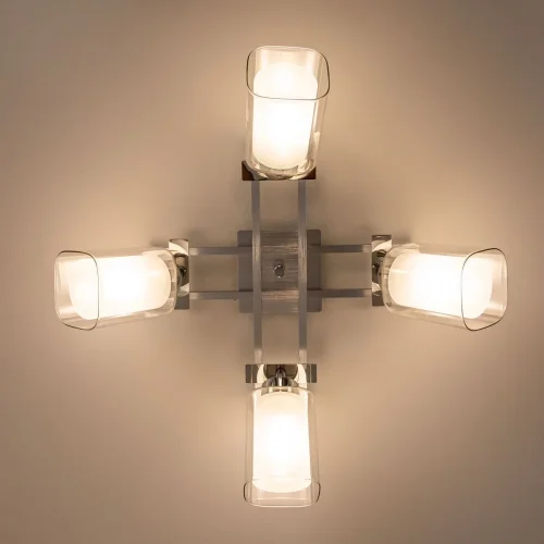 Люстра потолочная Риволи CL104140 Citilux белая прозрачная на 4 лампы, основание серое в стиле современный  фото 4