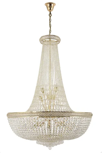 Люстра хрустальная подвесная Bari E 1.5.100.200 G Dio D'Arte без плафона на 21 лампа, основание золотое в стиле классика 