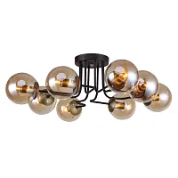 Люстра потолочная Modestus 2344-8U F-promo янтарная на 8 ламп, основание коричневое в стиле модерн шар