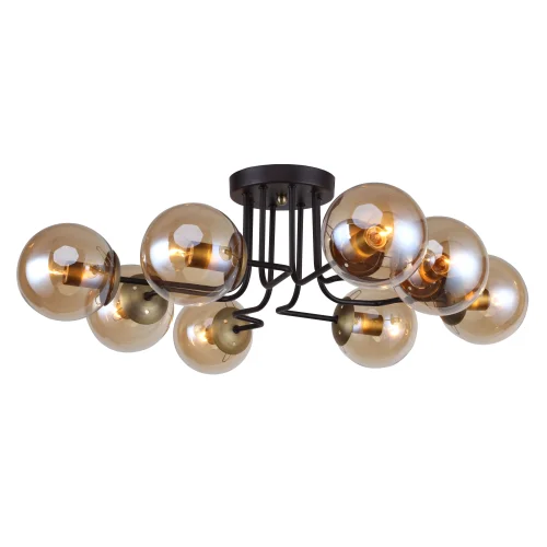 Люстра потолочная Modestus 2344-8U F-promo янтарная на 8 ламп, основание коричневое в стиле современный шар