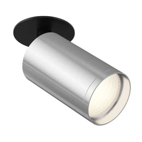Светильник точечный Focus S C049CL-U-1BS Maytoni матовый серебро 1 лампа, основание чёрное в стиле современный 