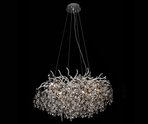 Люстра подвесная Авани 07873-80,16 Kink Light прозрачная на 13 ламп, основание серебряное в стиле современный флористика ветви