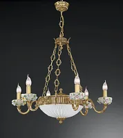 Люстра подвесная  L 9110/6+2 Reccagni Angelo белая на 8 ламп, основание золотое в стиле классический 