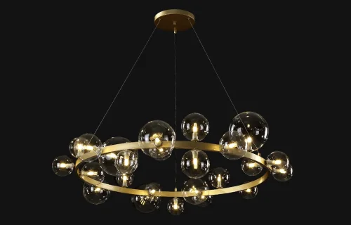 Люстра подвесная AGATA SP24 V2 GOLD/TRANSPARENTE Crystal Lux прозрачная на 24 лампы, основание золотое в стиле современный шар фото 4