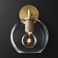 Бра RH Utilitaire Globe Shade Single Sconce Brass 123276-22 ImperiumLoft прозрачный 1 лампа, основание латунь в стиле лофт 