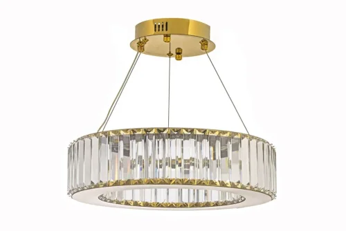 Люстра подвесная хрустальная LED Anzio L 1.5.40.100 G Arti Lampadari прозрачная на 1 лампа, основание золотое в стиле современный кольца