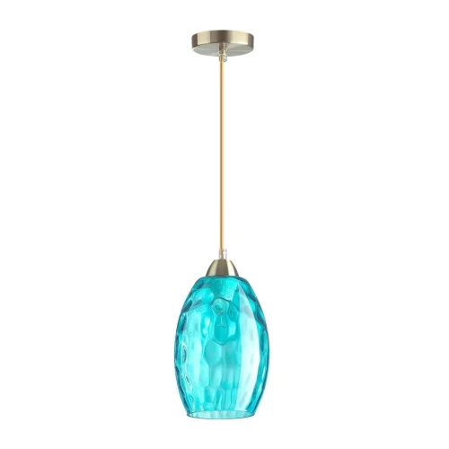 Светильник подвесной Sapphire 4490/1 Lumion голубой 1 лампа, основание античное бронза в стиле современный выдувное фото 2