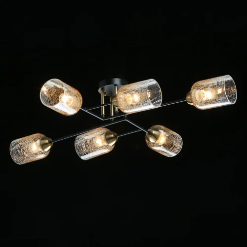 Люстра потолочная Торес 110011706 DeMarkt янтарная на 6 ламп, основание чёрное в стиле современный  фото 2
