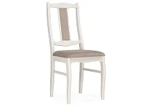 Деревянный стул Киприан бежевый / молочный 528928 Woodville, бежевый/велюр, ножки/массив березы дерево/молочный, размеры - ****420*510