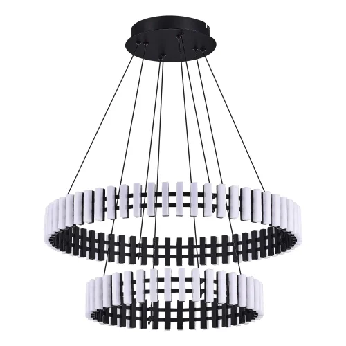 Люстра подвесная LED Estense SL6203.403.65 ST-Luce белая на 1 лампа, основание чёрное в стиле хай-тек кольца фото 2