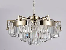 Люстра подвесная хрустальная 4356+3/C gold Newport прозрачная на 9 ламп, основание золотое в стиле классика 