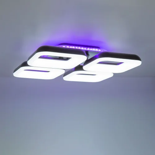 Люстра потолочная LED RGB с пультом Паркер Смарт CL225A245E Citilux белая на 1 лампа, основание коричневое в стиле современный хай-тек с пультом квадраты фото 7