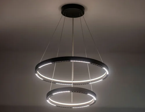 Люстра подвесная LED FL5865 Ambrella light чёрная на 1 лампа, основание чёрное в стиле современный хай-тек кольца фото 3