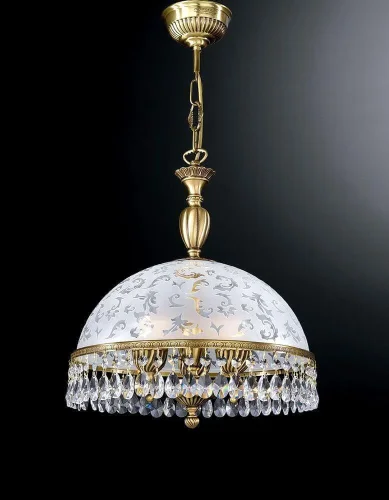 Люстра подвесная  L 6200/38 Reccagni Angelo белая на 3 лампы, основание античное бронза в стиле классический 