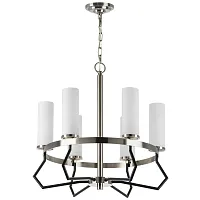 Люстра подвесная Flume 723065 Lightstar белая на 6 ламп, основание никель в стиле современный Люстра подвесная Flume 723065 Lightstar белая на 6 ламп, основание никель в стиле современный