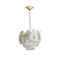 Люстра подвесная Cabochon 5050/11 Odeon Light золотая прозрачная белая на 11 ламп, основание золотое в стиле современный флористика 