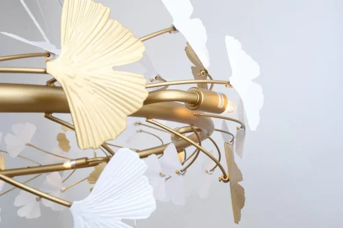 Люстра подвесная Ginkoa 4080-10P Favourite золотая на 10 ламп, основание золотое в стиле современный флористика  фото 5