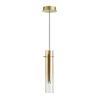 Светильник подвесной LED Shiny 5062/5LB Odeon Light янтарный 1 лампа, основание золотое в стиле современный трубочки