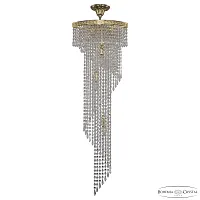 Люстра каскадная хрустальная 83113/35IV-100 G Bohemia Ivele Crystal прозрачная на 5 ламп, основание золотое в стиле классика модерн r