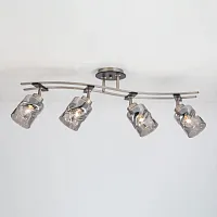 Люстра потолочная Мерида CL142145 Citilux янтарная бежевая на 4 лампы, основание матовое хром чёрное в стиле современный 