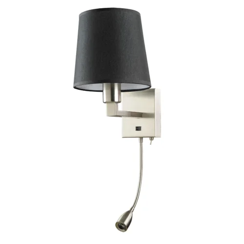Бра с выключателем Hall A9246AP-2SS Arte Lamp чёрный на 1 лампа, основание матовое серебро в стиле современный гибкая ножка для чтения