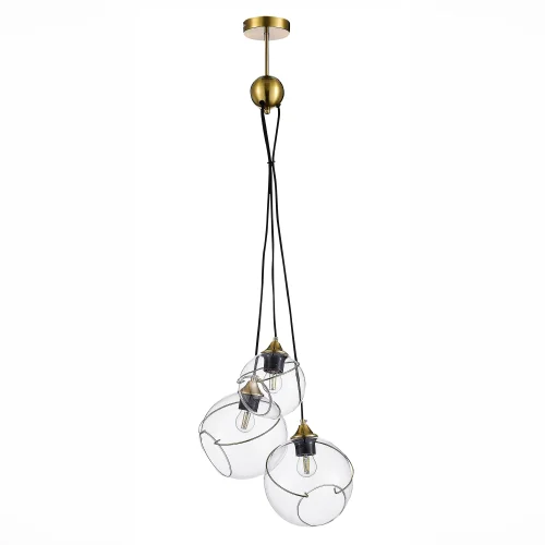 Светильник подвесной Satturo SLE103113-03 Evoluce прозрачный 3 лампы, основание золотое в стиле кантри лофт шар фото 2