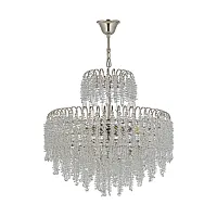 Люстра подвесная хрустальная Daverio E 1.5.50.105 N Arti Lampadari прозрачная на 8 ламп, основание никель в стиле арт-деко классический каскад Люстра подвесная хрустальная Daverio E 1.5.50.105 N Arti Lampadari прозрачная на 8 ламп, основание никель в стиле арт-деко классический каскад