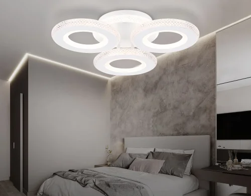 Люстра потолочная LED с пультом FA8866 Ambrella light белая на 1 лампа, основание белое в стиле современный хай-тек с пультом фото 2