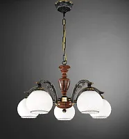 Люстра подвесная  L 8610/5 Reccagni Angelo белая на 5 ламп, основание коричневое бронзовое в стиле классический кантри 