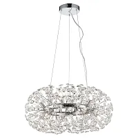 Люстра подвесная Alaska LSP-8339 Lussole прозрачная на 16 ламп, основание хром в стиле современный Люстра подвесная Alaska LSP-8339 Lussole прозрачная на 16 ламп, основание хром в стиле современный
