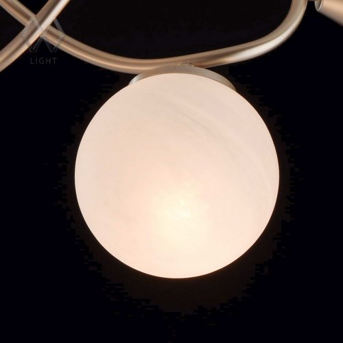 Люстра потолочная Оливия 306012709 MW-Light белая на 9 ламп, основание жёлтое золотое в стиле модерн шар фото 5