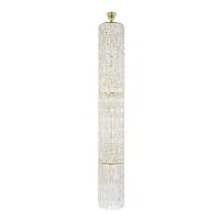Люстра хрустальная каскадная столб Lazio E 1.9.35.501 G Arti Lampadari прозрачная без плафона на 20 ламп, основание золотое в стиле классический 