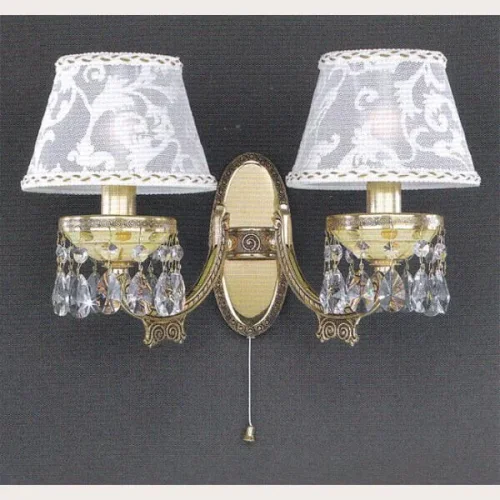 Бра с выключателем A 7133/2  Reccagni Angelo белый на 2 лампы, основание золотое в стиле классический 