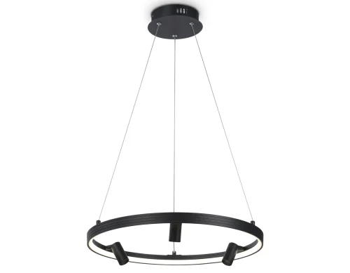 Светильник подвесной LED с пультом FL5284 Ambrella light чёрный 1 лампа, основание чёрное в стиле хай-тек с пультом кольца