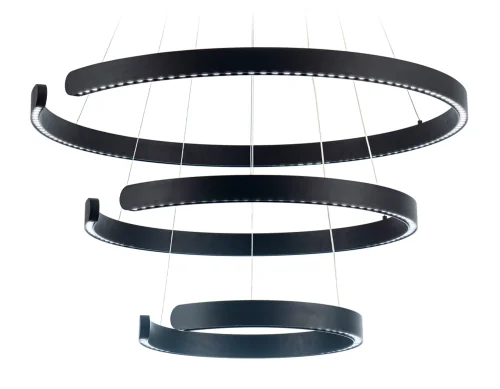Люстра подвесная LED FL5888 Ambrella light чёрная на 1 лампа, основание чёрное в стиле современный хай-тек кольца фото 2