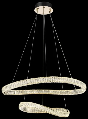 Люстра подвесная LED Emilia WE459.02.303 Wertmark прозрачная на 1 лампа, основание золотое в стиле хай-тек современный кольца