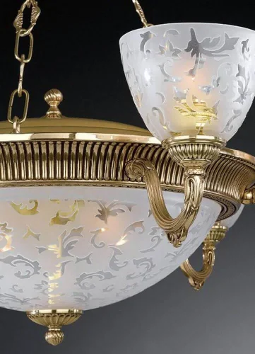 Люстра подвесная  L 6352/6+3 Reccagni Angelo белая на 9 ламп, основание золотое в стиле классический  фото 2