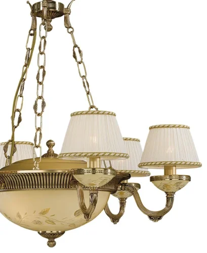 Люстра подвесная  L 6522/6+3 Reccagni Angelo жёлтая белая на 9 ламп, основание золотое в стиле классический  фото 2