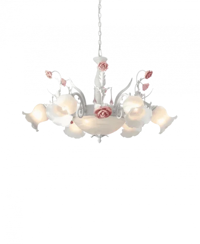 Люстра подвесная Fiori di rose 105.6.2 Lucia Tucci белая на 8 ламп, основание белое в стиле флористика прованс 