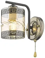 Бра с выключателем 215-501-01 Velante янтарный 1 лампа, основание бронзовое в стиле современный 