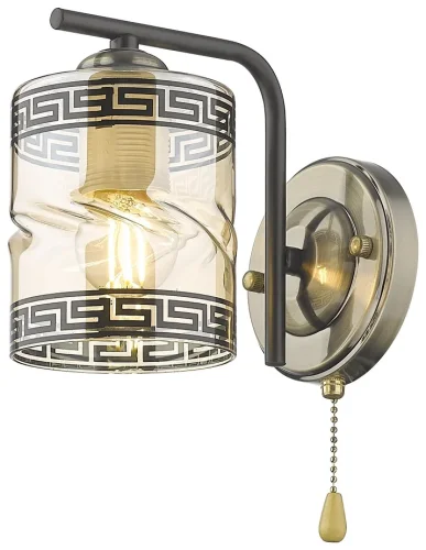 Бра с выключателем 215-501-01 Velante янтарный на 1 лампа, основание бронзовое в стиле современный 
