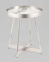 Журнальный столик Гера 50*50, белая керамика, сталь серебро УТ000039404 Stool Group Журнальный столик Гера 50*50, белая керамика, сталь серебро УТ000039404 Stool Group