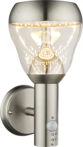 Настенный светильник LED 32250S Globo уличный IP44 матовый никель 1 лампа, плафон прозрачный в стиле модерн LED