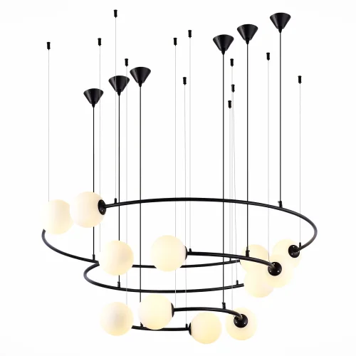 Светильник подвесной Arkos SL1186.403.12 ST-Luce белый 12 ламп, основание чёрное в стиле современный шар