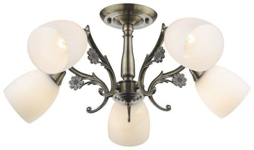 Люстра потолочная 706-507-05 Velante белая на 5 ламп, основание бронзовое в стиле классический 
