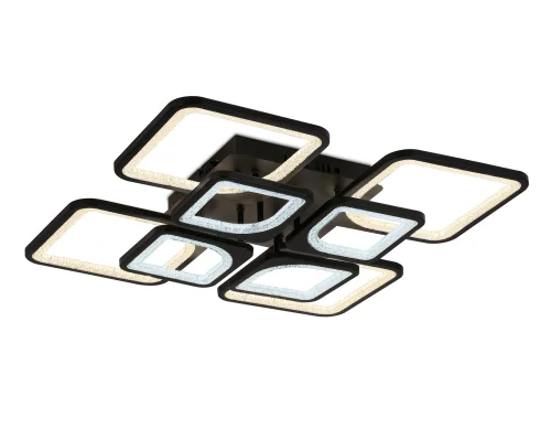 Люстра потолочная LED с пультом FA4424 Ambrella light чёрная на 1 лампа, основание чёрное в стиле современный хай-тек с пультом квадраты